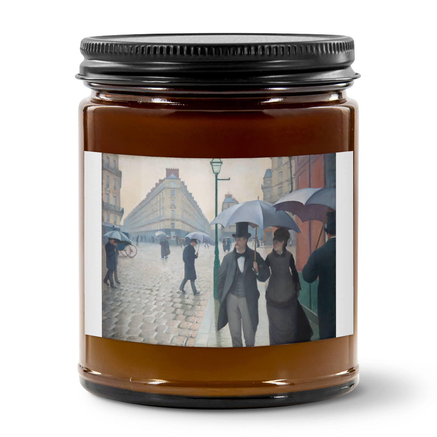 Paris Street; Rainy Day Candle Jar – Caillebotte Art Print Décor