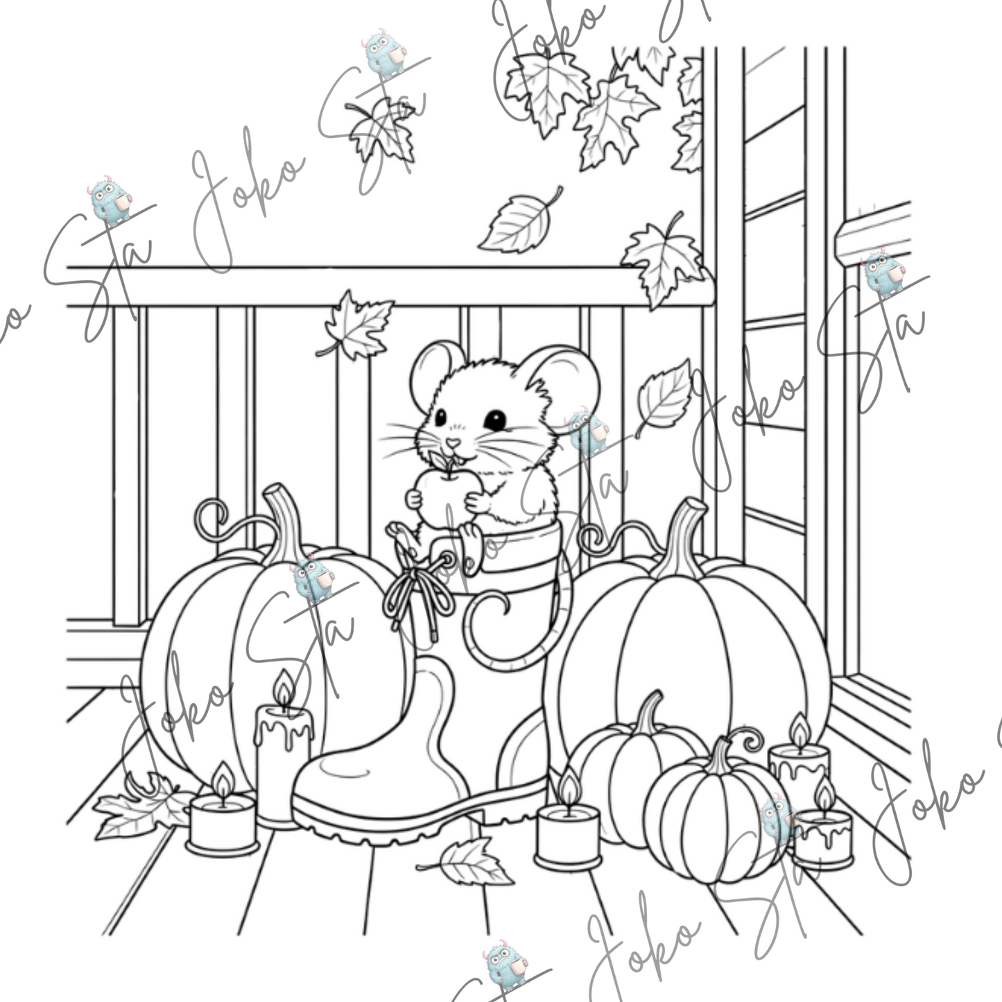 Autumn Animals Digital Coloring book: With a 3-Month Calendar for Creative Daily Tiny Patterns