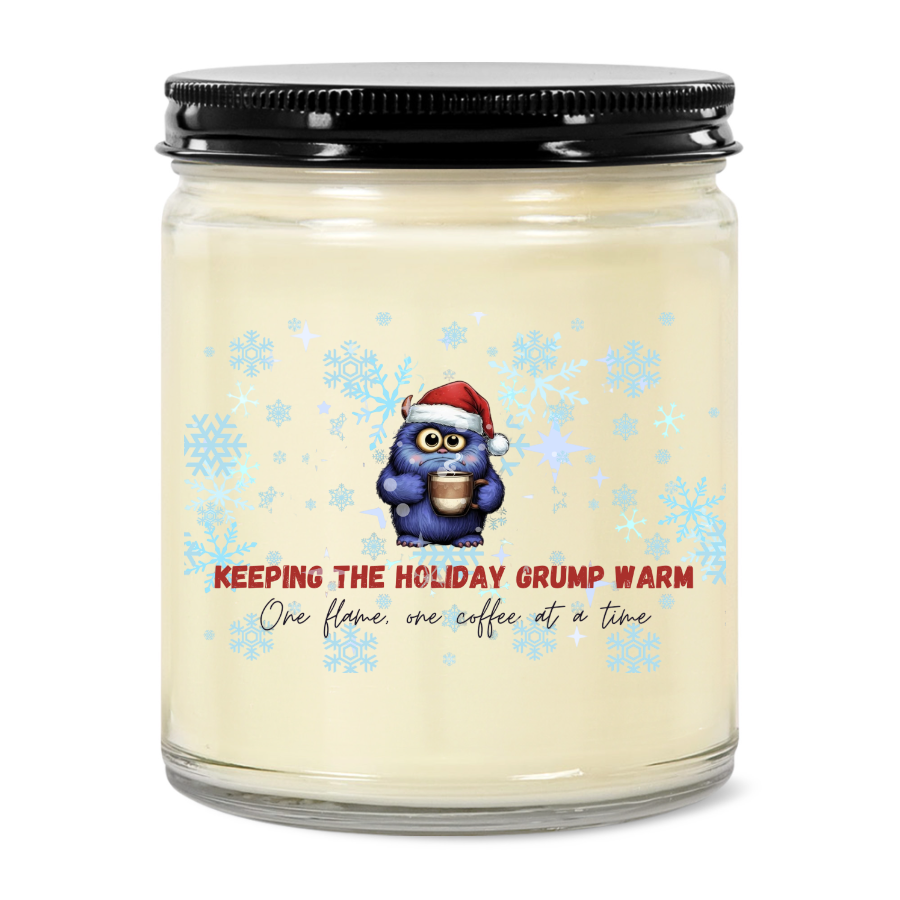Christmas Candle Monster Coffee Jar – Cute Holiday Grump Design | Cozy Winter Gift