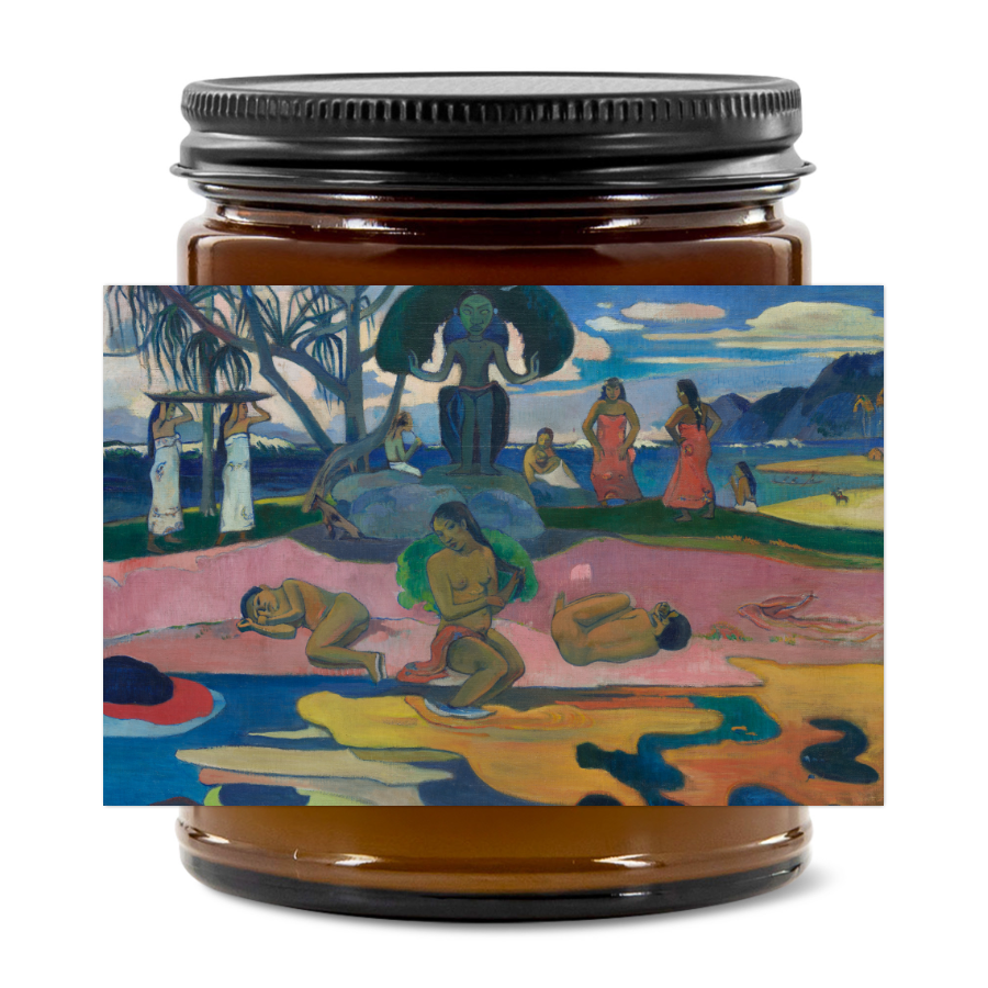 Mahana No Atua Candle Jar – Gauguin Art Print Home Décor 90 0z Amber Jar Candle
