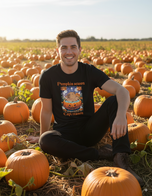 Pumpkin Season Funny Capybara T-Shirt – Cute Fall Graphic Tee