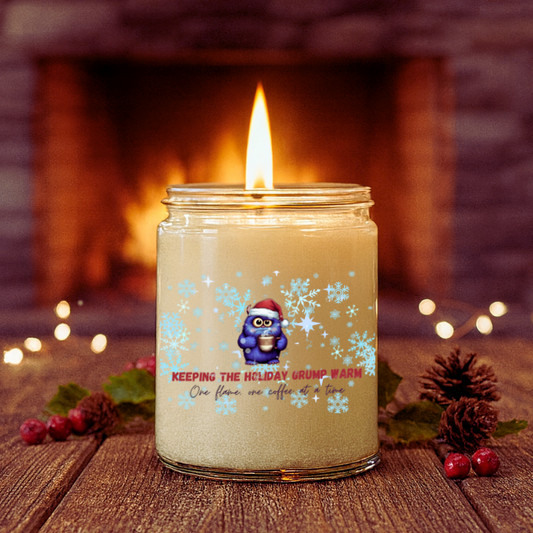 Christmas Candle Monster Coffee Jar – Cute Holiday Grump Design | Cozy Winter Gift